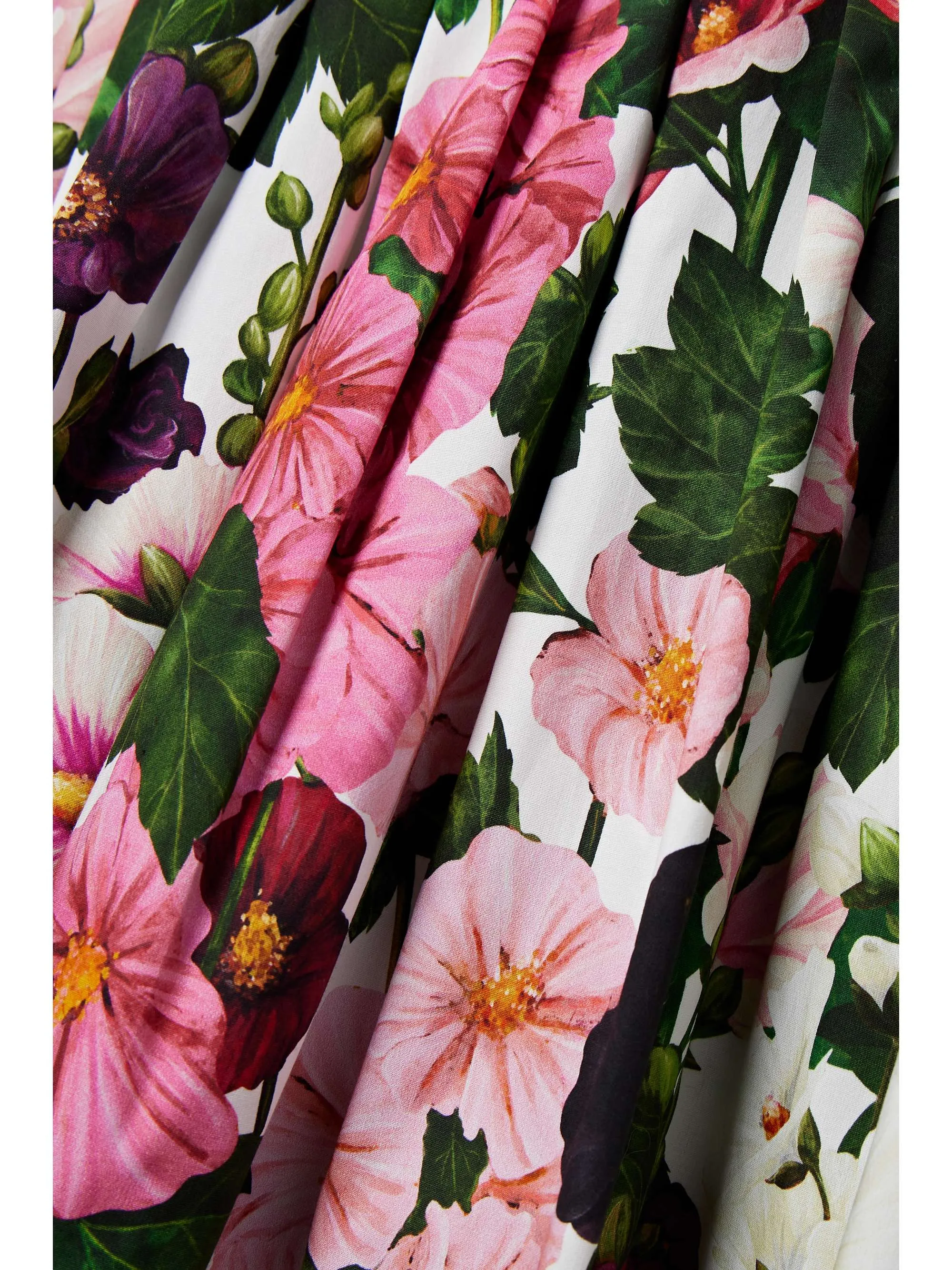 MULTICOLOR OFF-SHOULDER PLEATED FLORAL-PRINT COTTON-BLEND POPLIN DRESS Gloria Lanvin