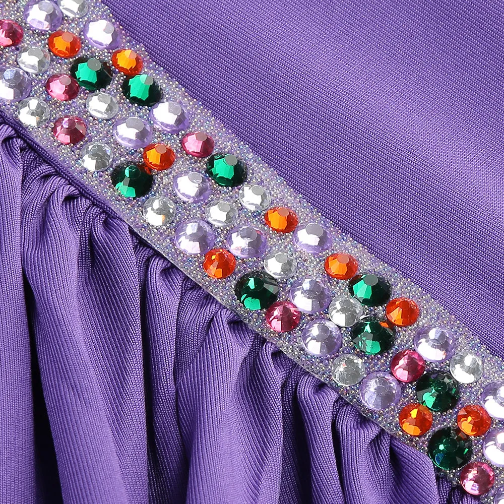 multicolor-pearl embellished purple halter maxi dress Gloria Lanvin