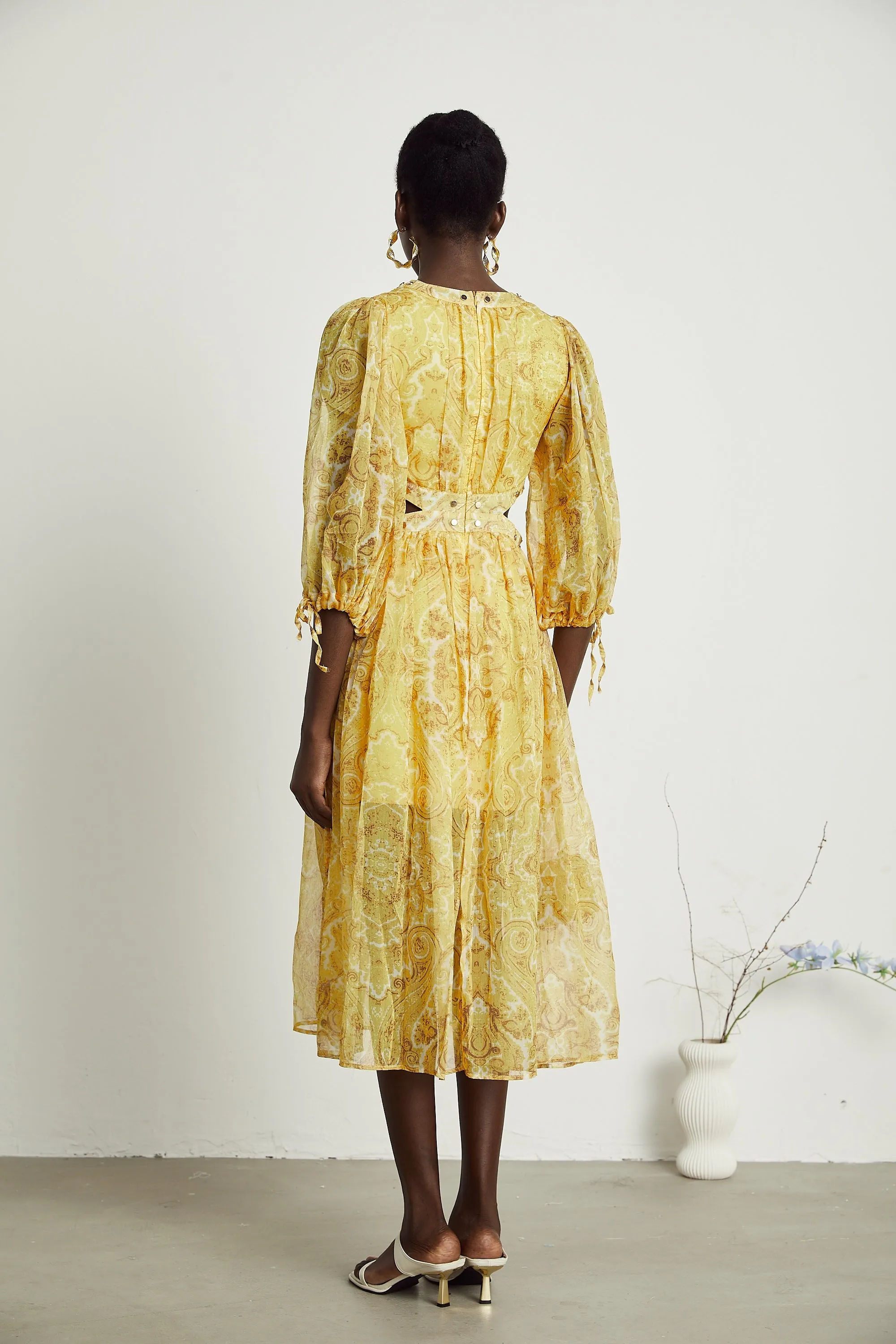 Nadine pattern print cut-out midi dress Gloria Lanvin