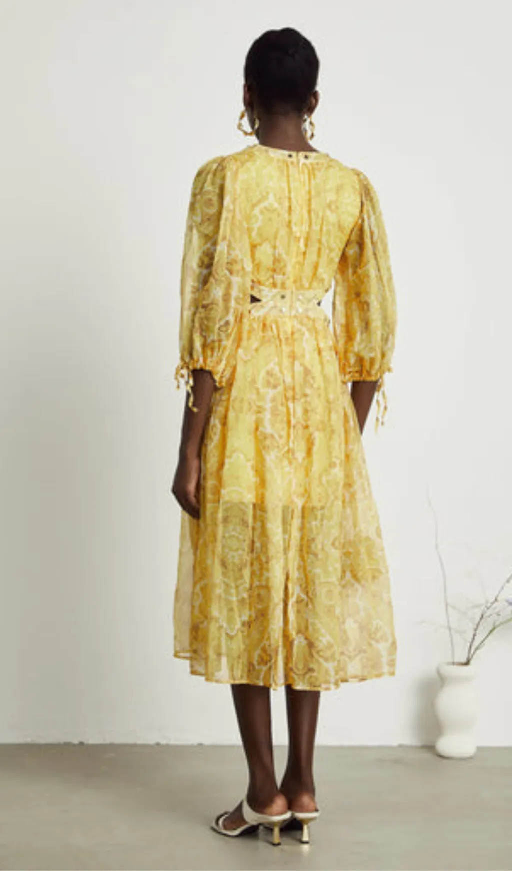 Nadine pattern print cut-out midi dress Gloria Lanvin