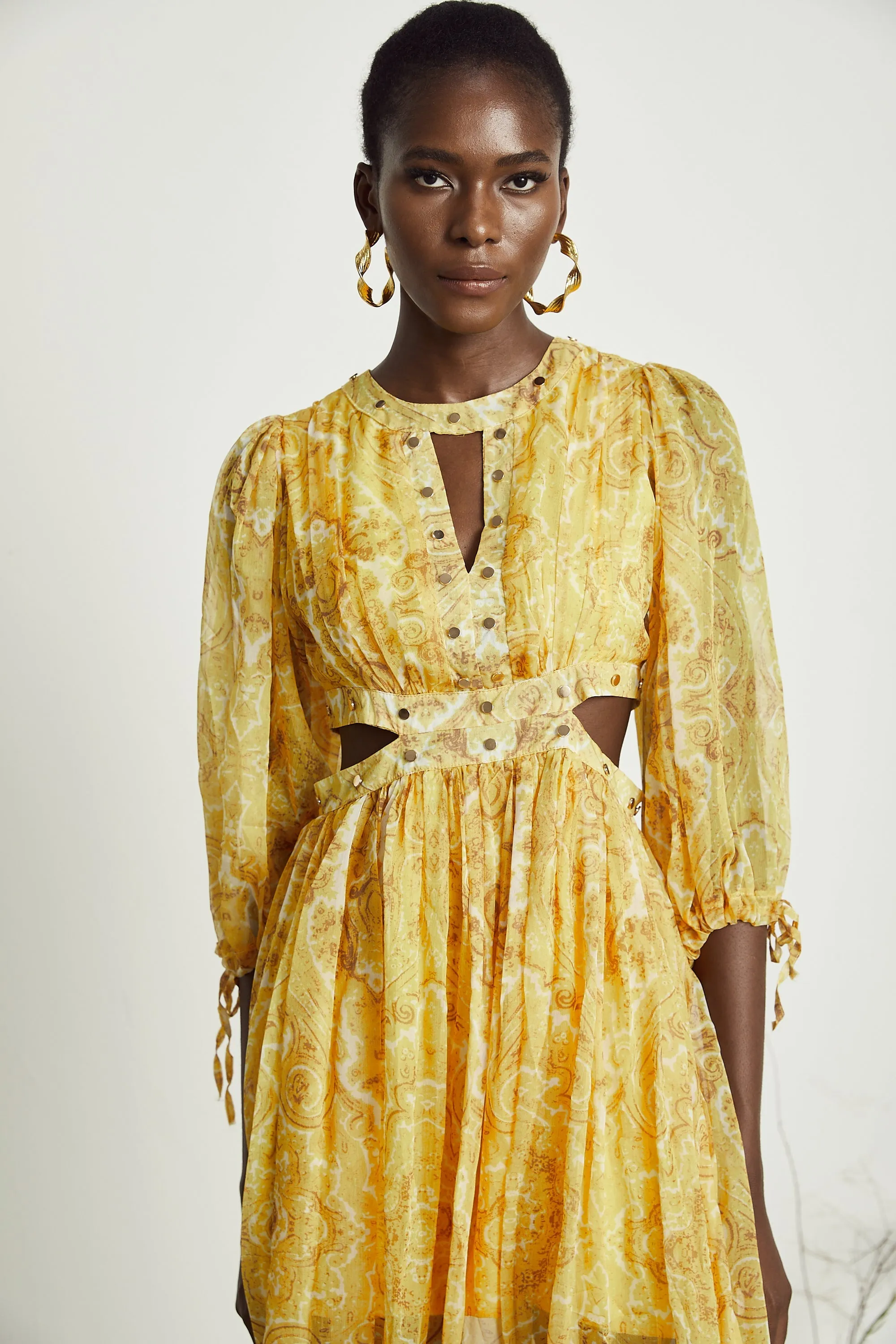 Nadine pattern print cut-out midi dress Gloria Lanvin