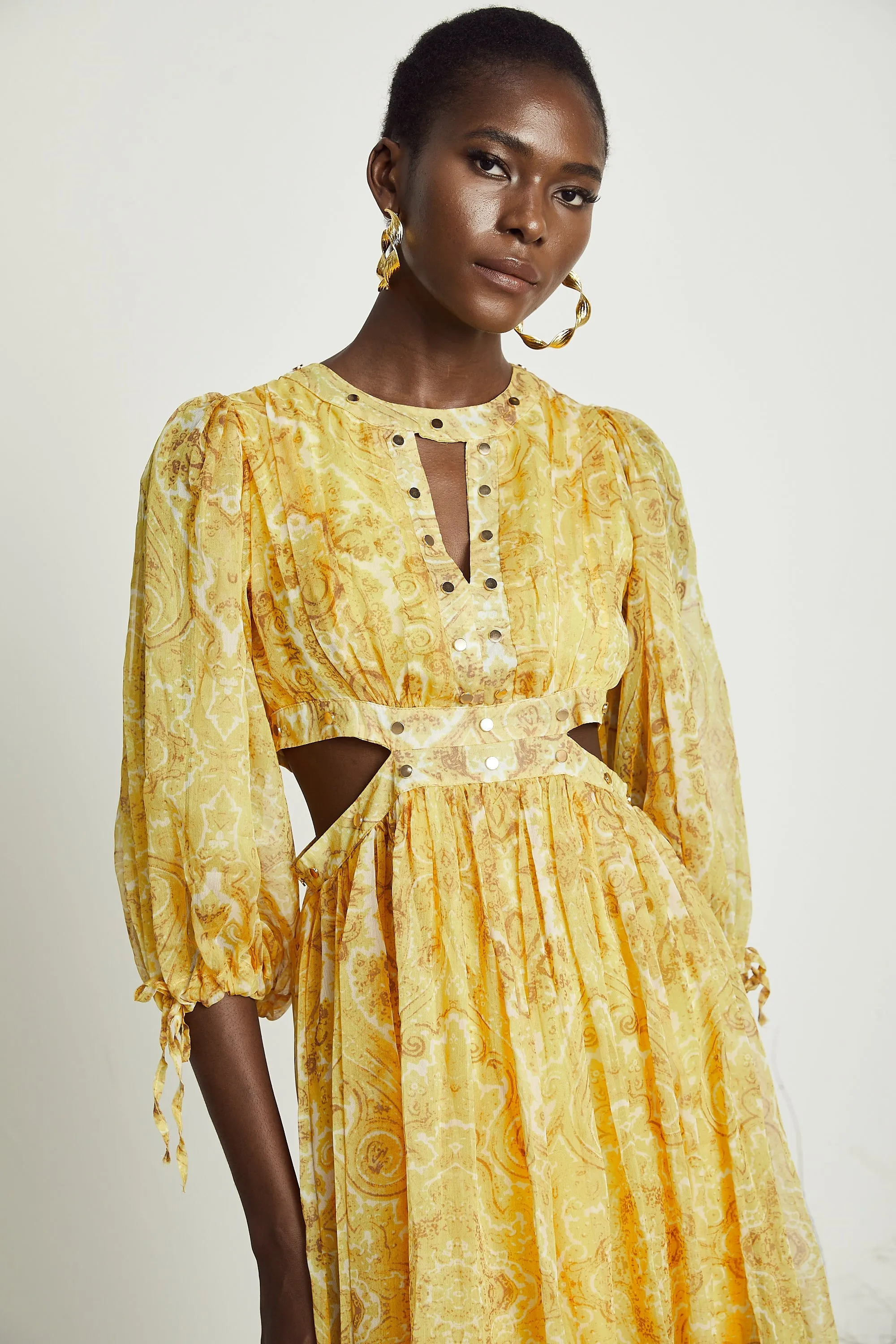Nadine pattern print cut-out midi dress Gloria Lanvin