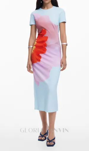 nancy floral print midi dress in blue Gloria Lanvin
