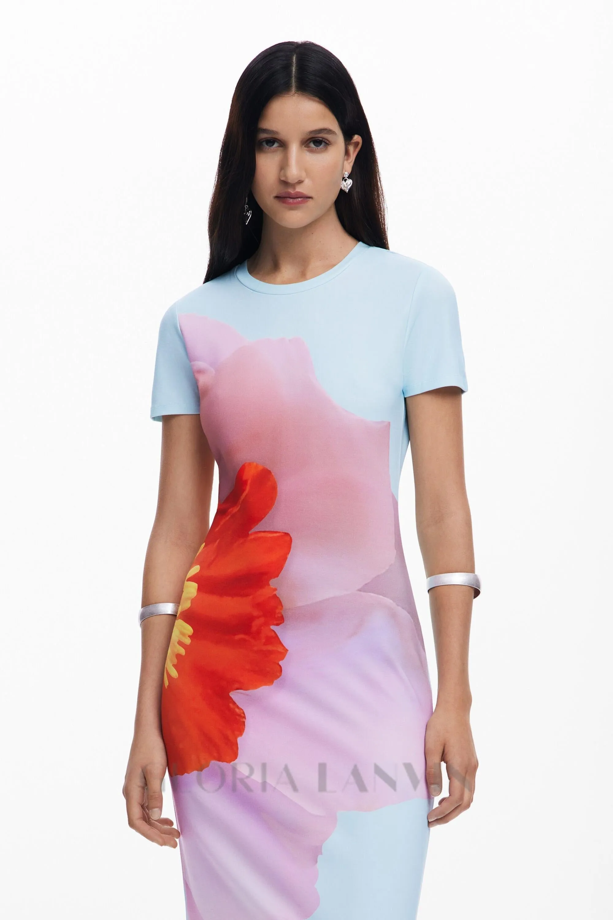 nancy floral print midi dress in blue Gloria Lanvin