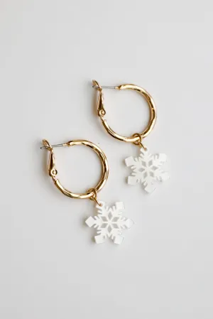 Natalie White Snowflake Drop Earrings