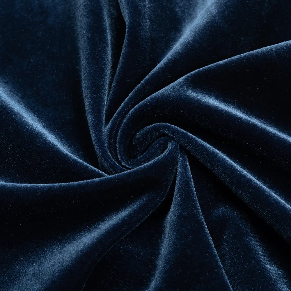 NAVY BEADLESS STRAPLESS VELVET BACKLESS PLEATED MIDI DRESS Gloria Lanvin