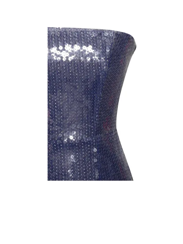 NAVY SEQUIN STRAPLESS HIGH SLIT MAXI DRESS Gloria Lanvin