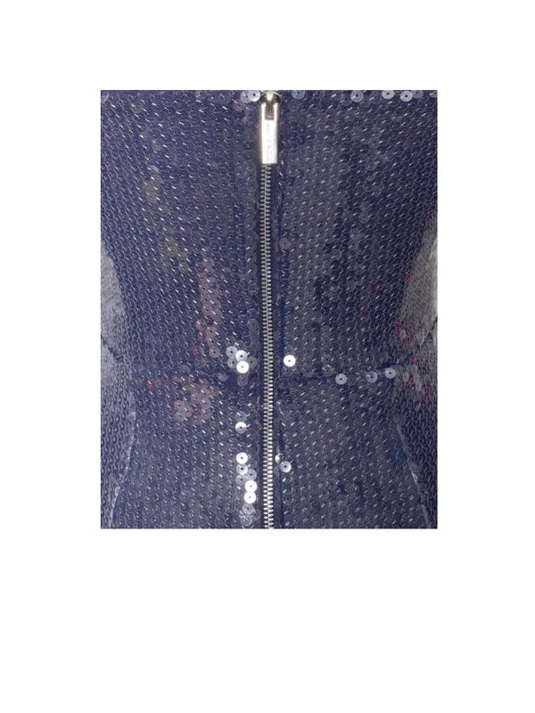 NAVY SEQUIN STRAPLESS HIGH SLIT MAXI DRESS Gloria Lanvin