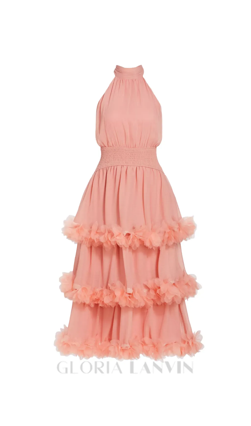 NEREIDA TIERED MIDI DRESS IN PALE ORANGE Gloria Lanvin