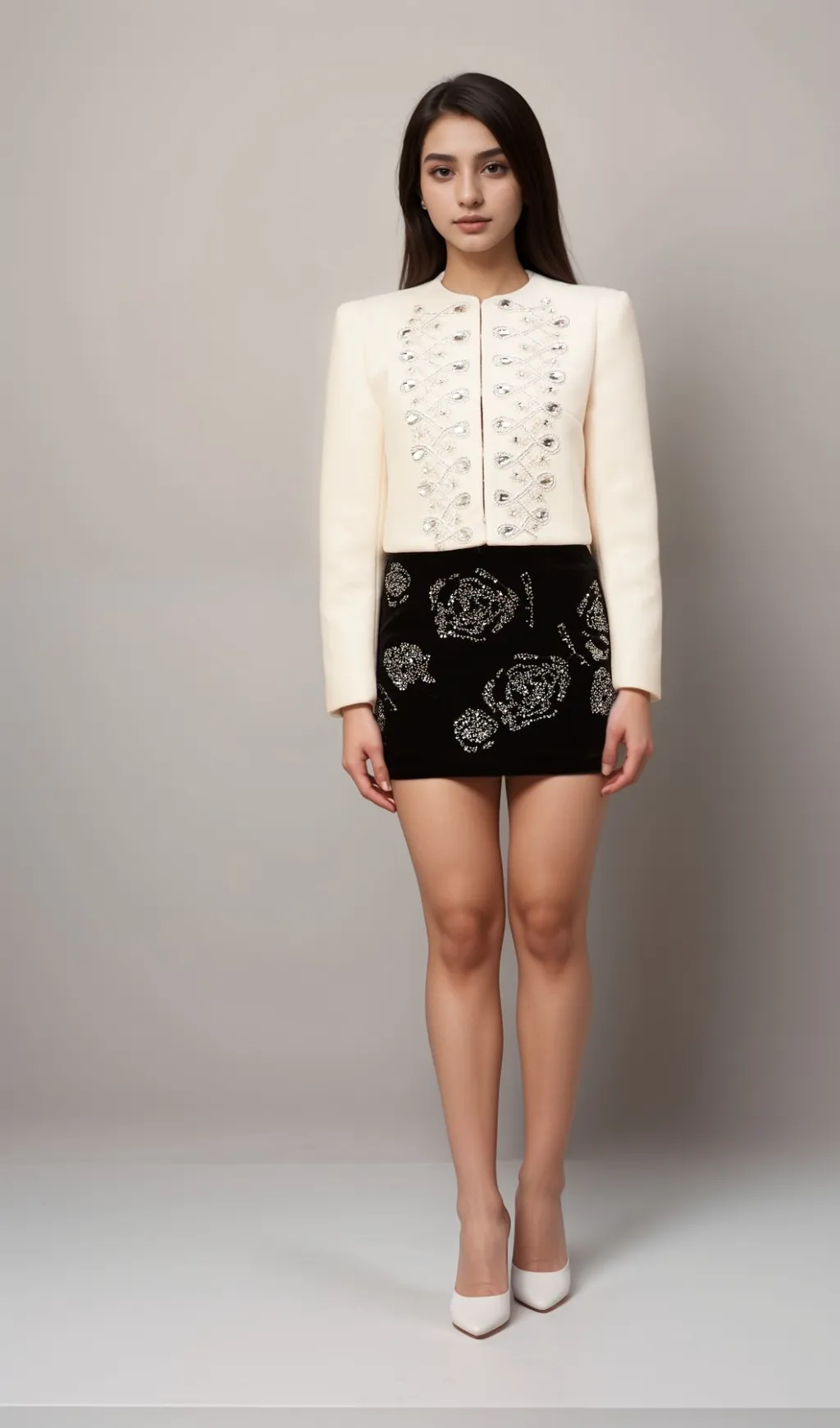 Nerina white crystal-embellished tweed jacket Gloria Lanvin