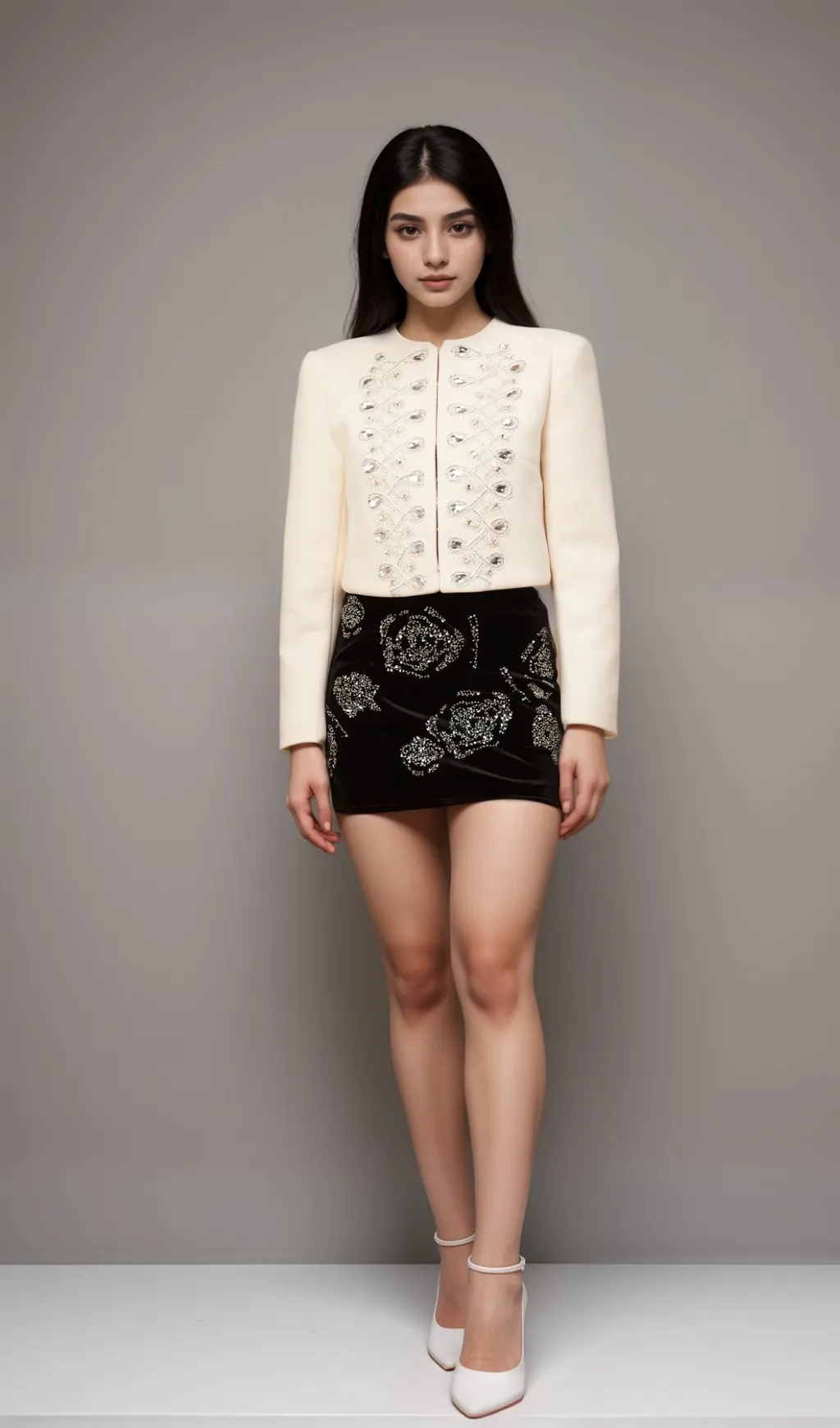 Nerina white crystal-embellished tweed jacket Gloria Lanvin
