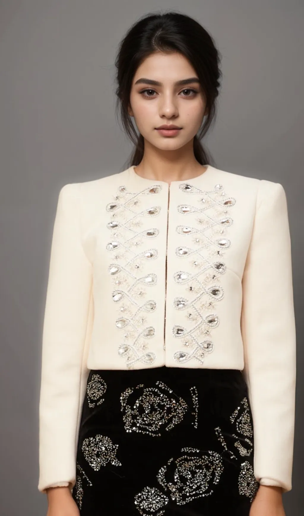 Nerina white crystal-embellished tweed jacket Gloria Lanvin