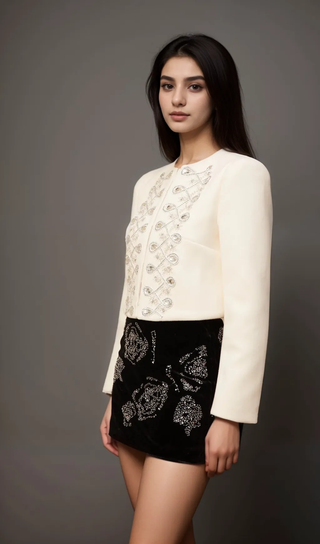 Nerina white crystal-embellished tweed jacket Gloria Lanvin