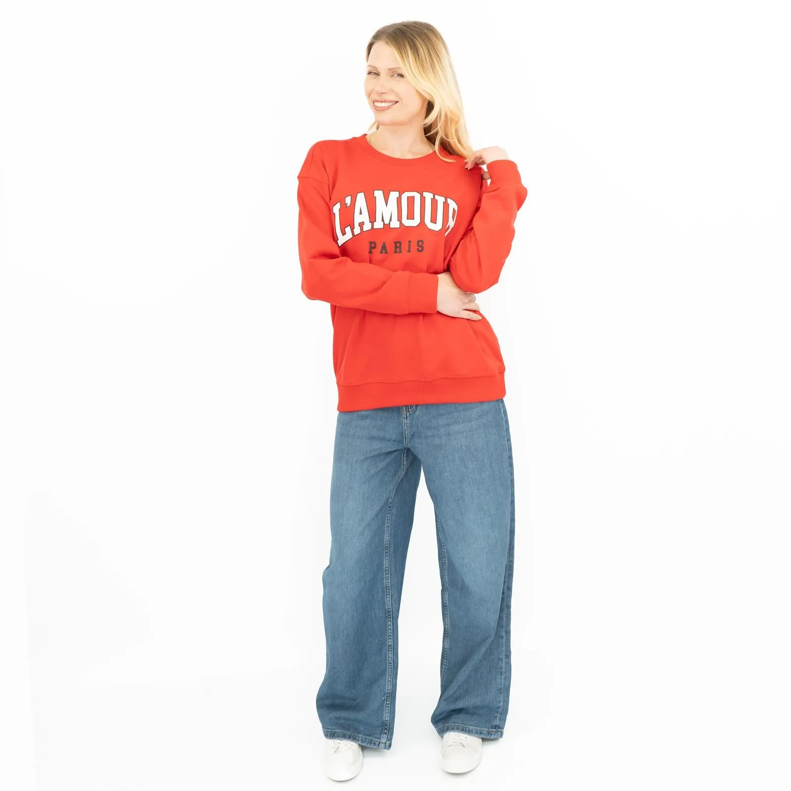 New Look Womens Red Oversized Sweatshirt Tops