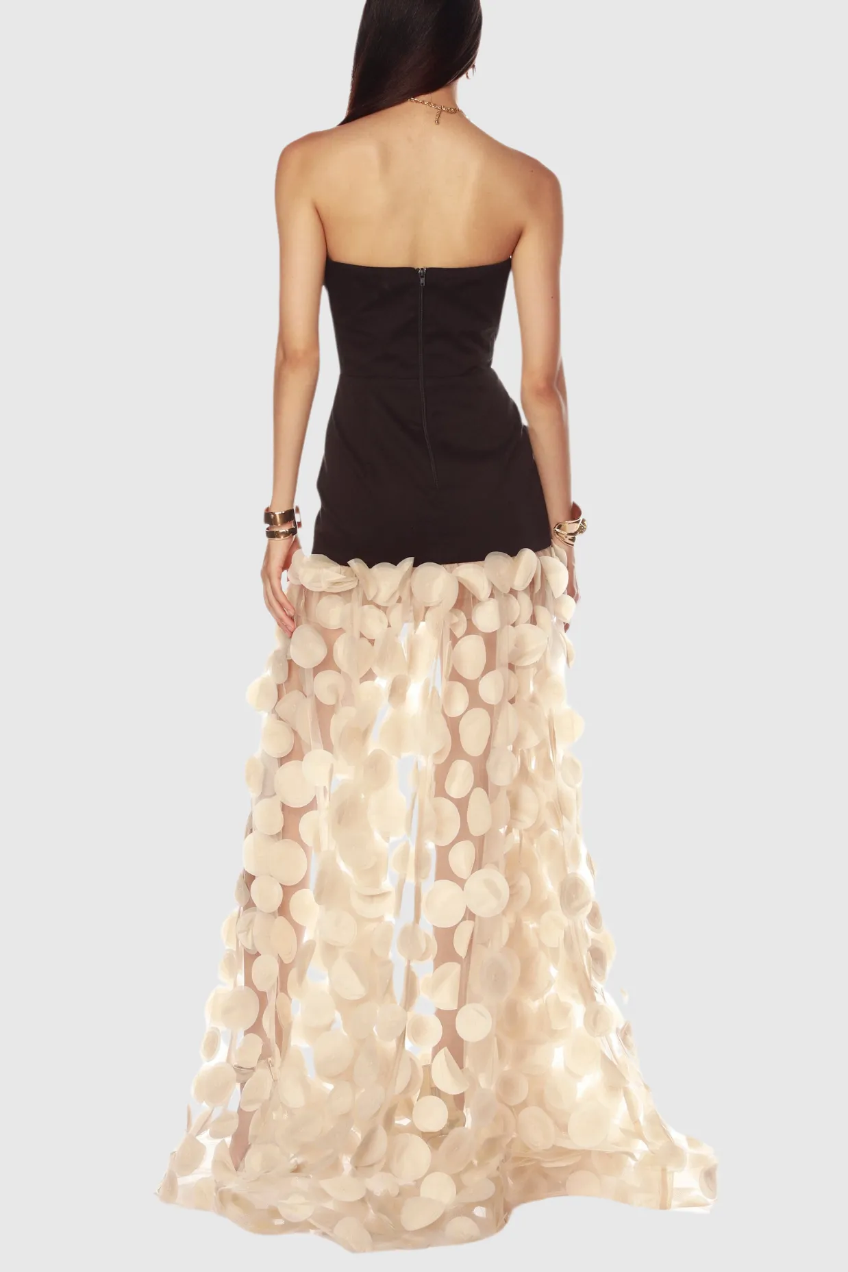 Nodin Strapless Dot Mesh Maxi Dress Gloria Lanvin