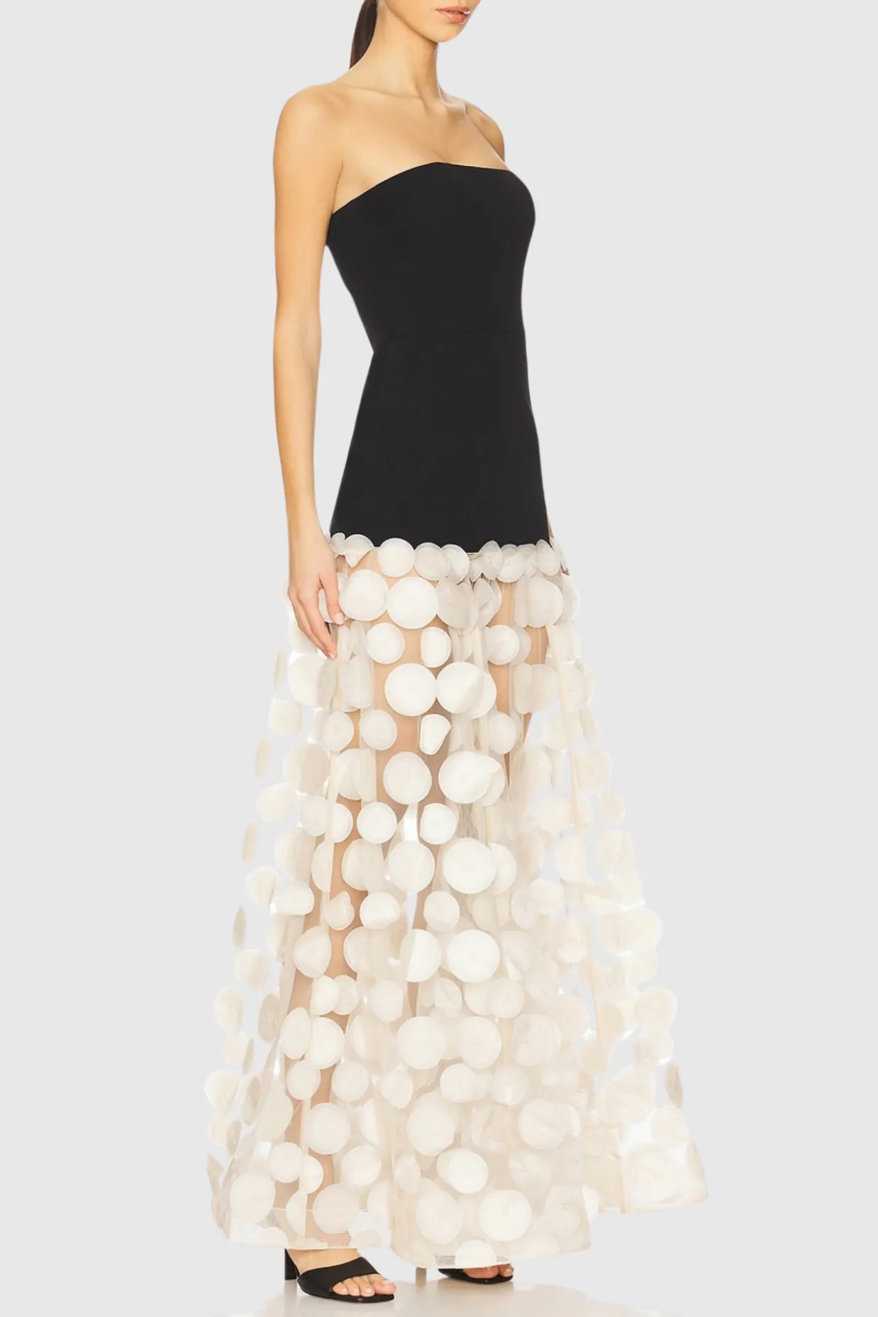 Nodin Strapless Dot Mesh Maxi Dress Gloria Lanvin