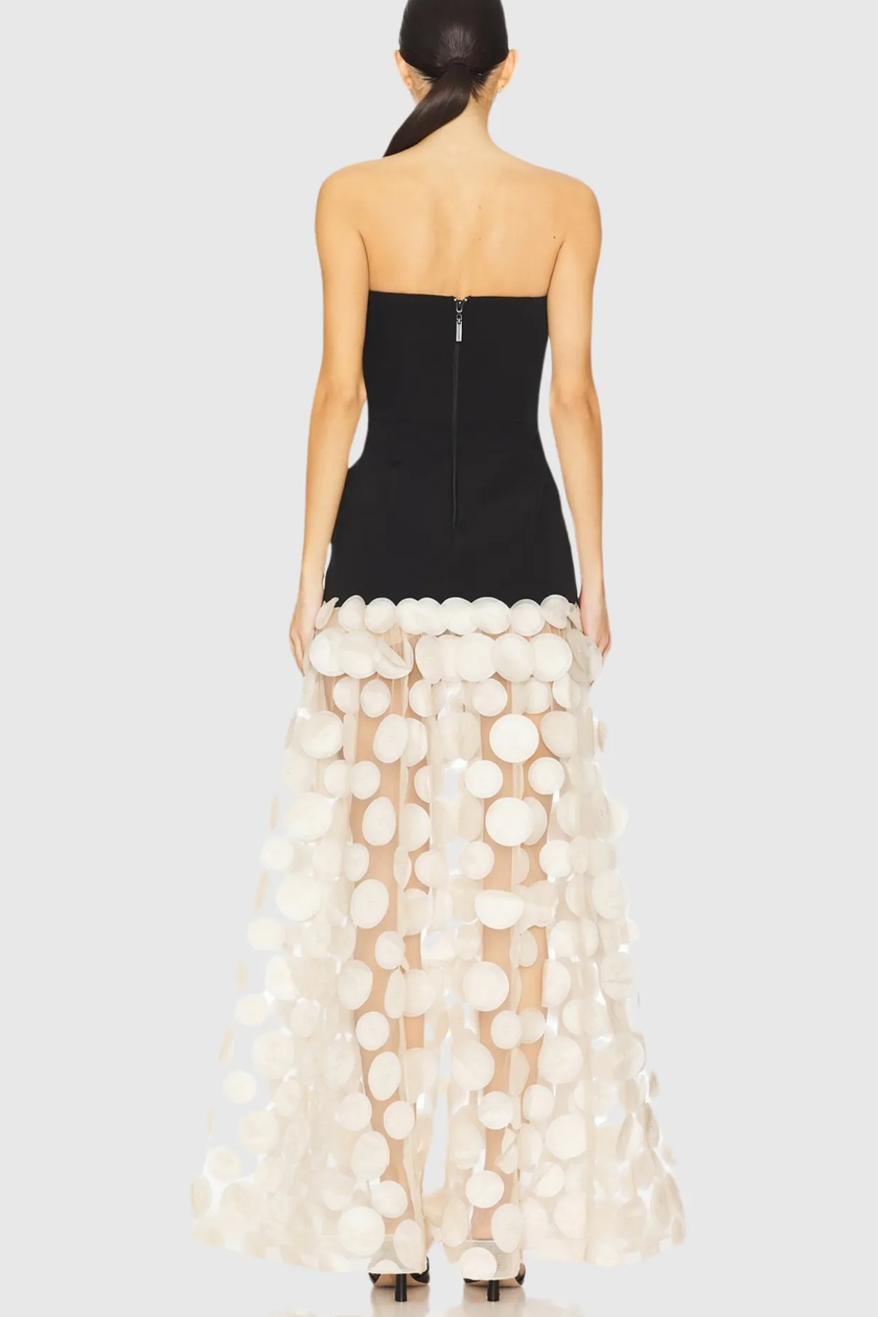 Nodin Strapless Dot Mesh Maxi Dress Gloria Lanvin