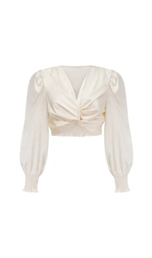 Nouria white faux-flower twist cropped top Gloria Lanvin