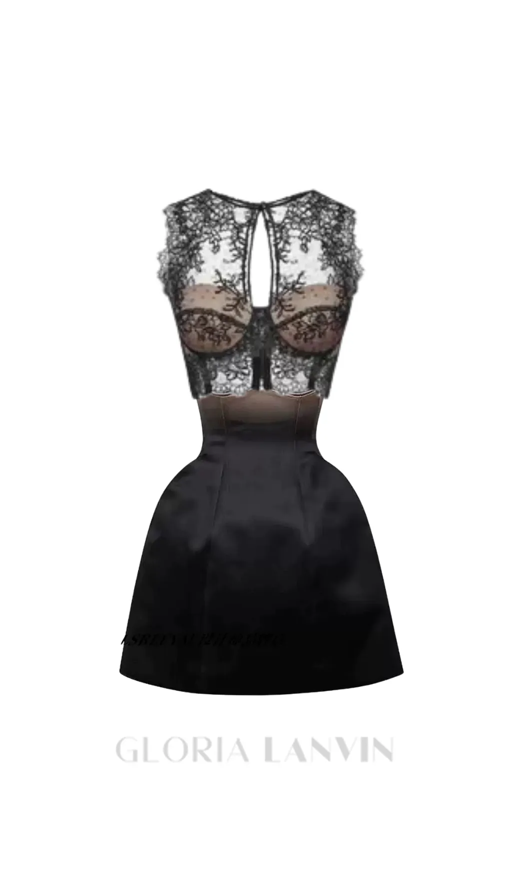 nude ombre black under-bust corset mini skirt set Gloria Lanvin