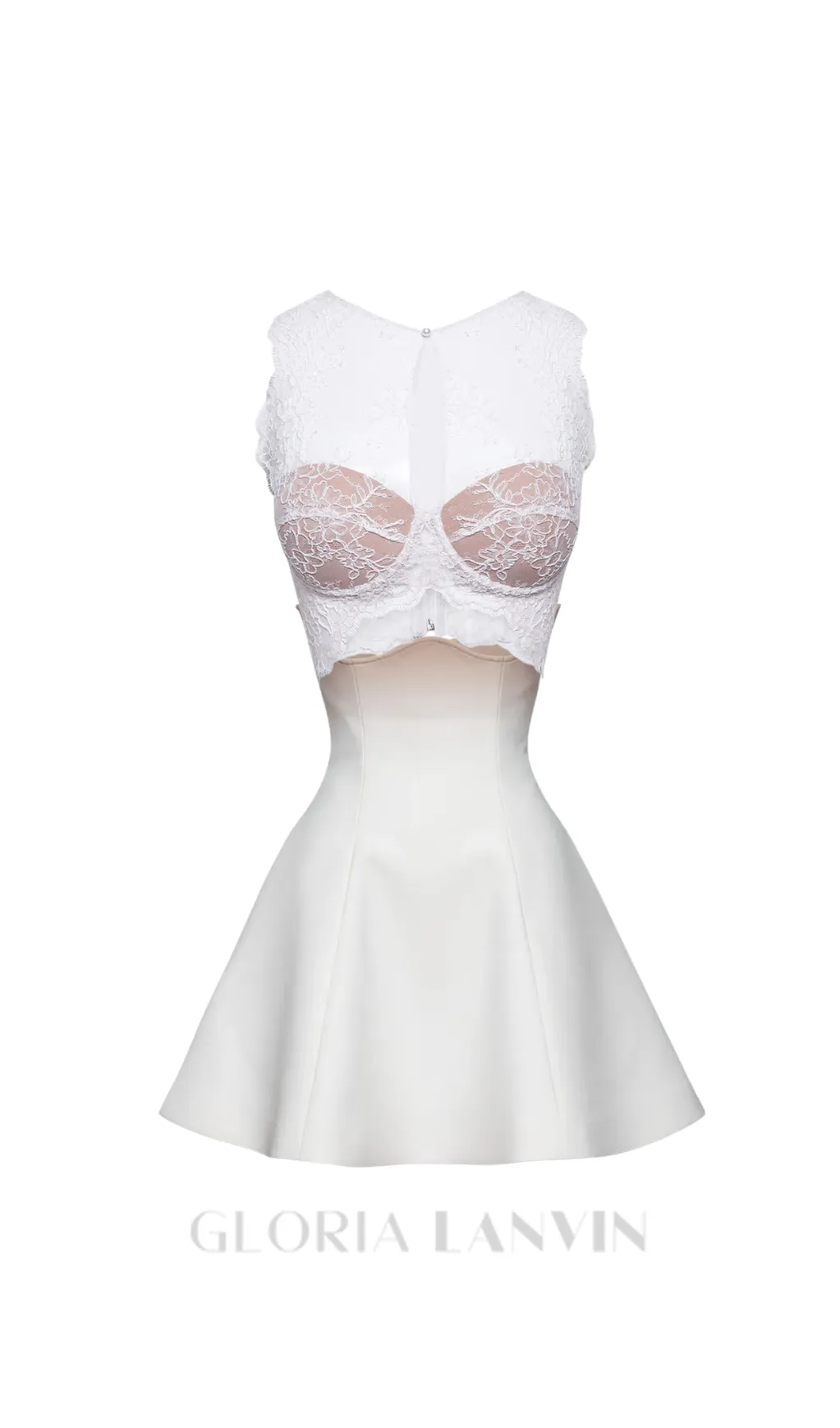 nude ombre off-white under-bust corset mini skirt set Gloria Lanvin