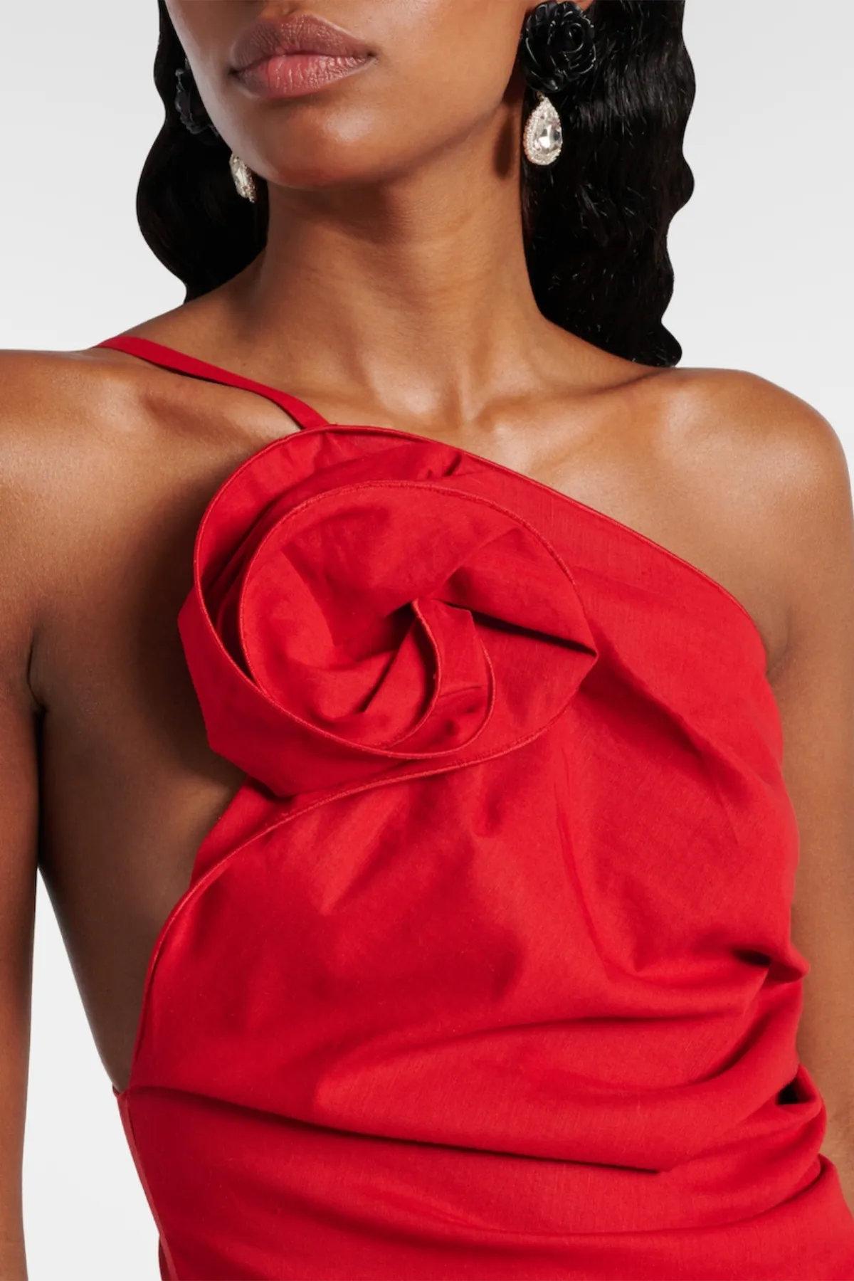 Oayena Floral Appliqu One Shoulder Mini Dress Gloria Lanvin