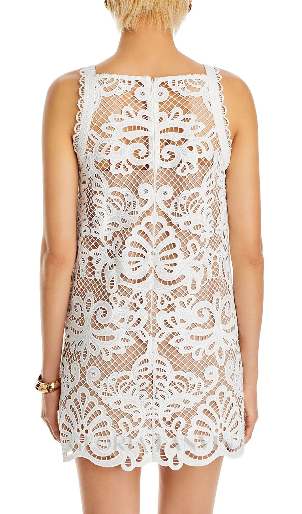 ODELETTE WHITE GUIPURE LACE MINI DRESS Gloria Lanvin