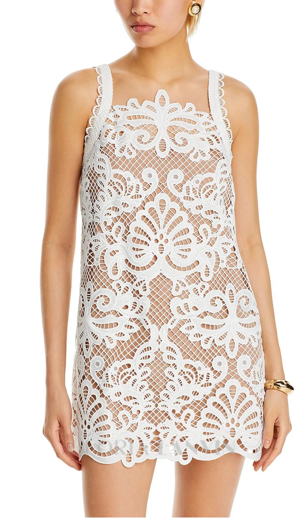 ODELETTE WHITE GUIPURE LACE MINI DRESS Gloria Lanvin