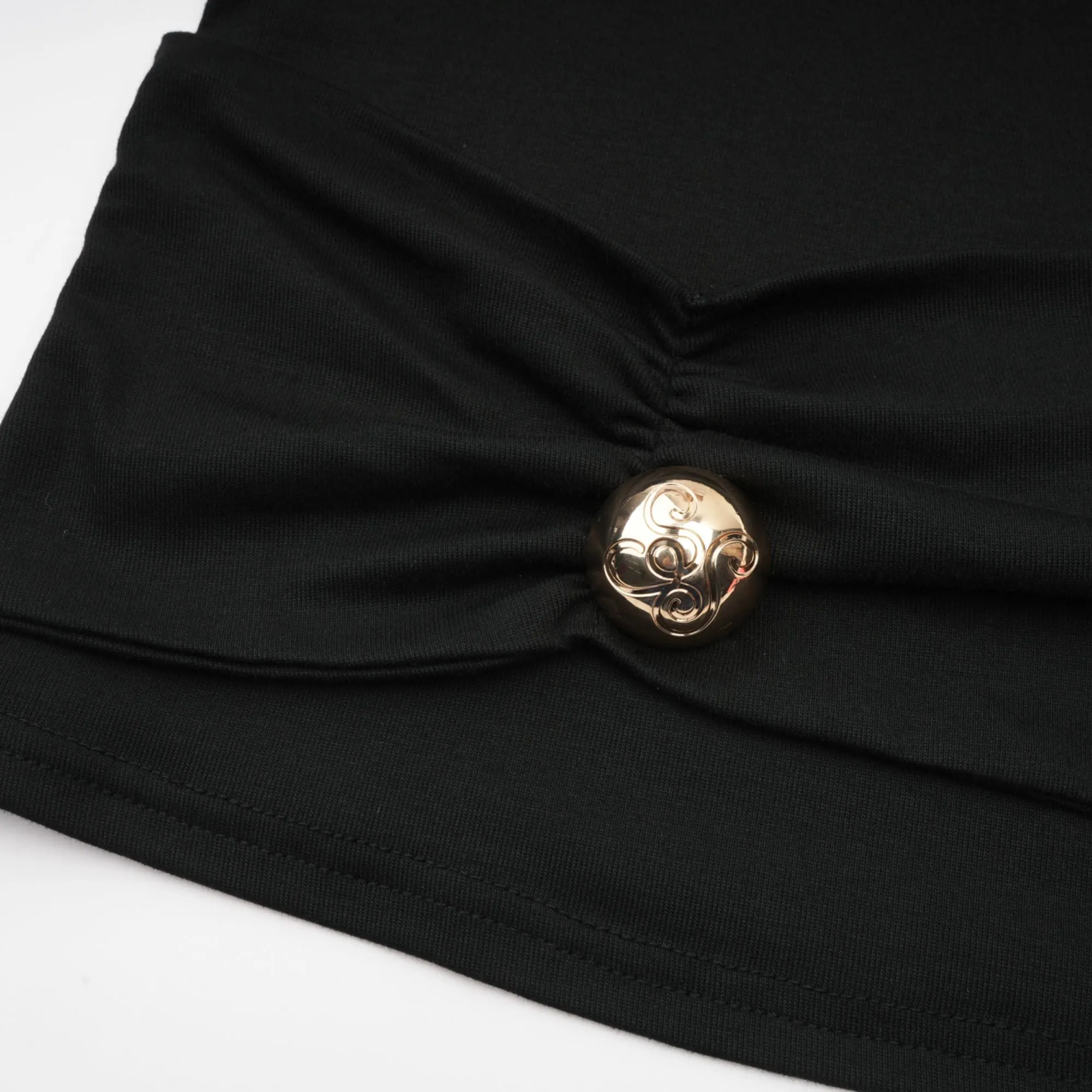 Odette black ruched stretch-jersey top Gloria Lanvin
