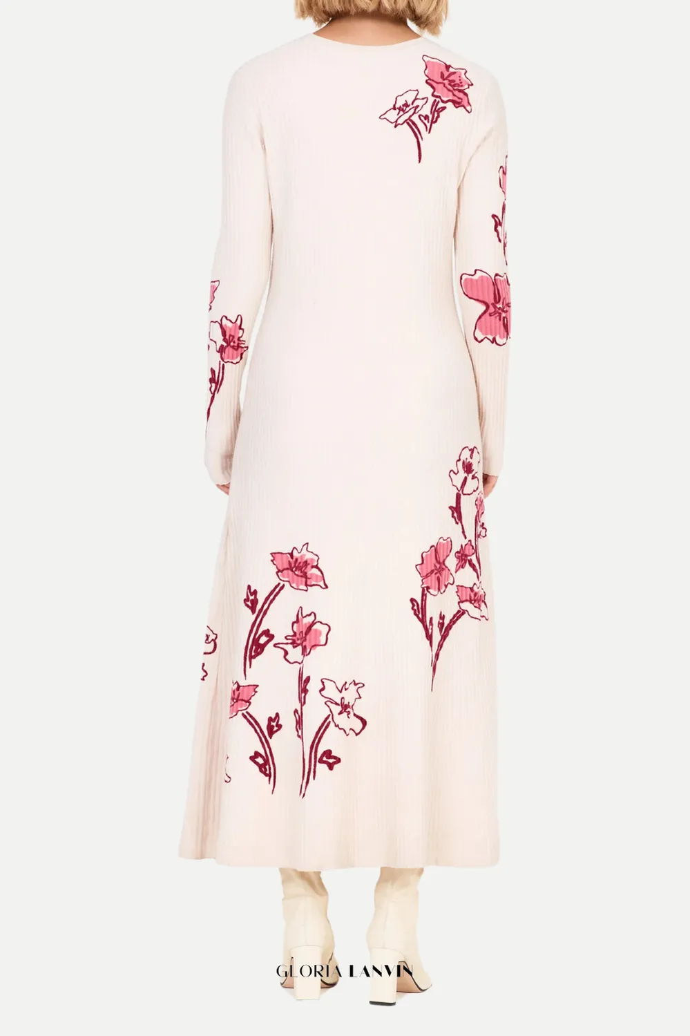odette stretch knit maxi dress in ecru multi Gloria Lanvin