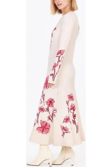 odette stretch knit maxi dress in ecru multi Gloria Lanvin