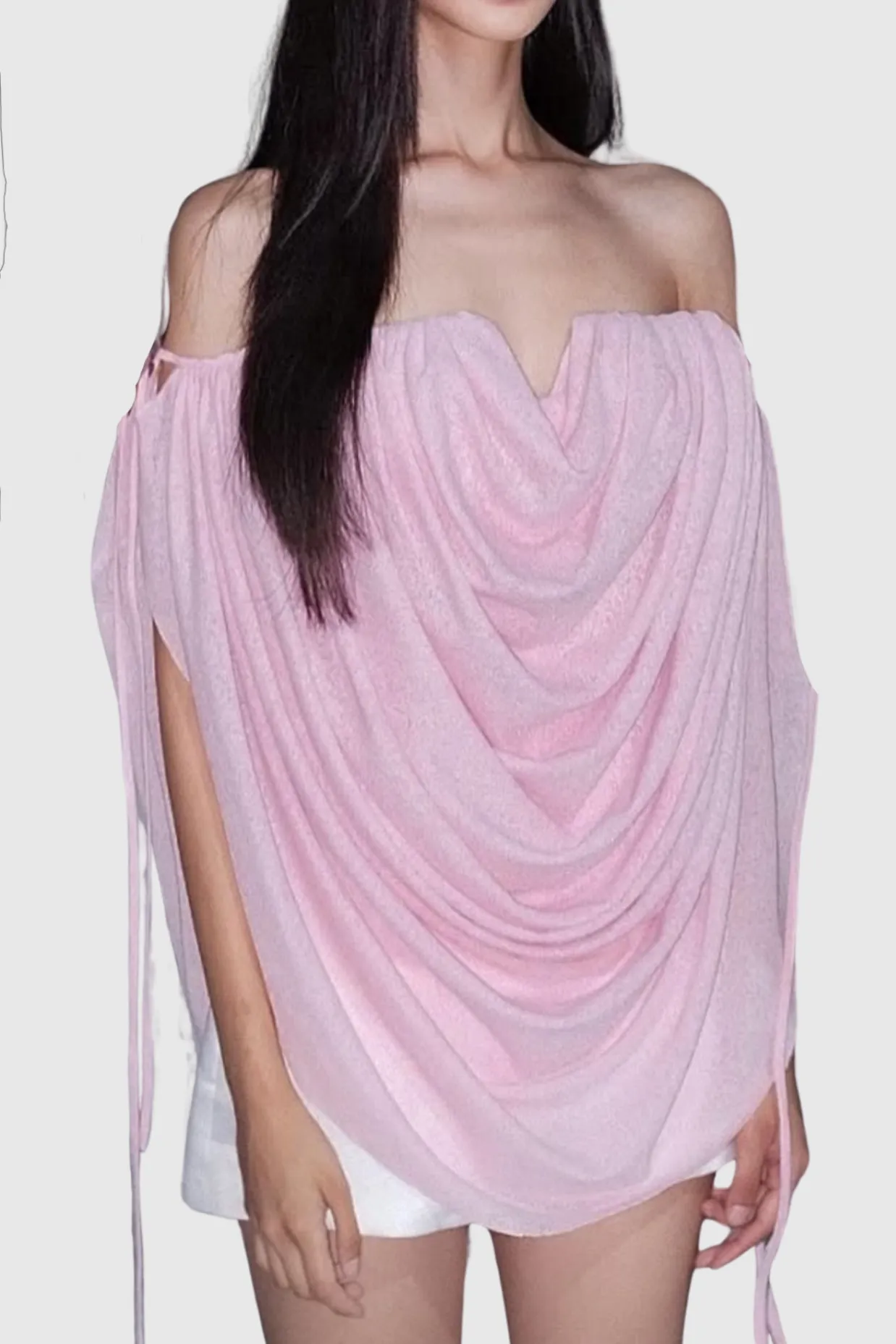 Odruta Off Shoulder Draped Top in Pink Gloria Lanvin