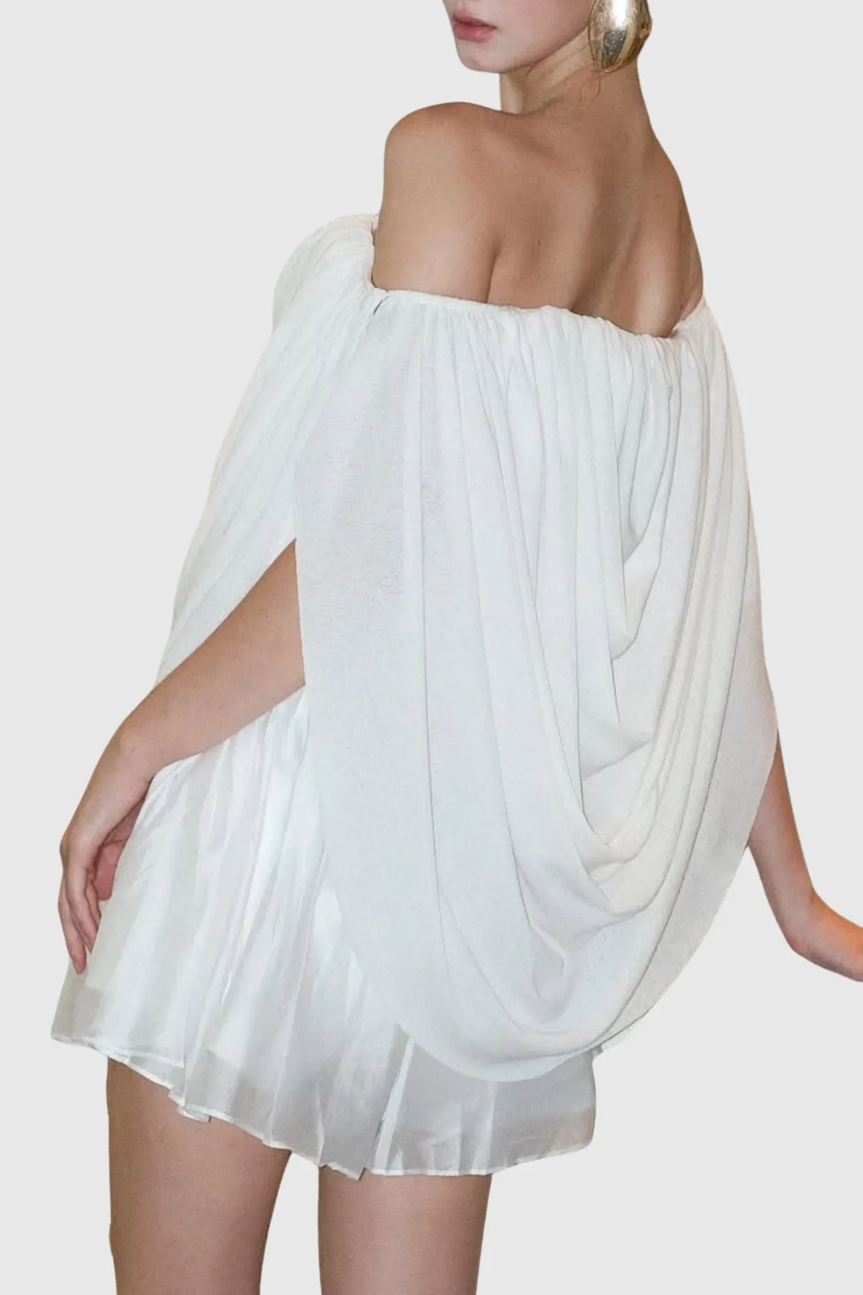 Odruta Off Shoulder Draped Top in White Gloria Lanvin