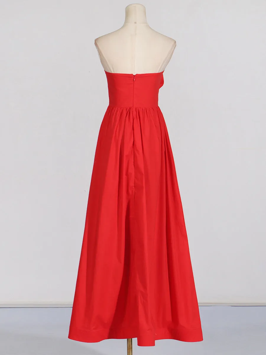 OFF-SHOULDER 3D FLOWER CHIFFON MAXI DRESS IN RED Gloria Lanvin