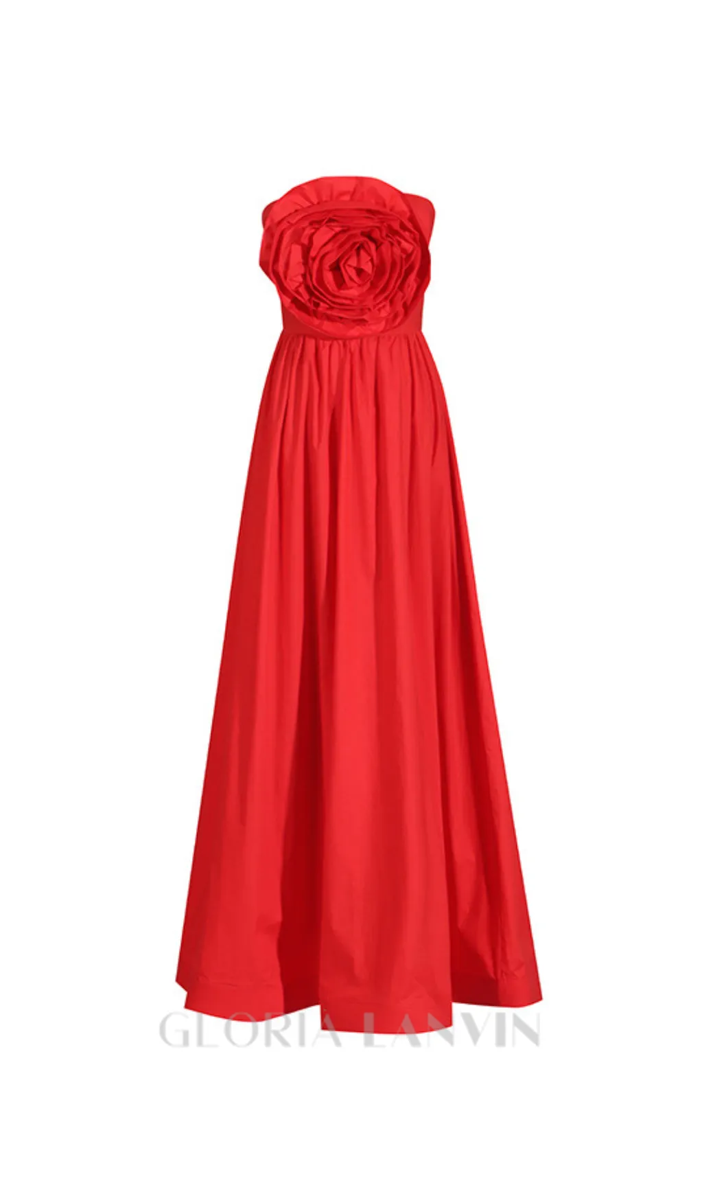 OFF-SHOULDER 3D FLOWER CHIFFON MAXI DRESS IN RED Gloria Lanvin
