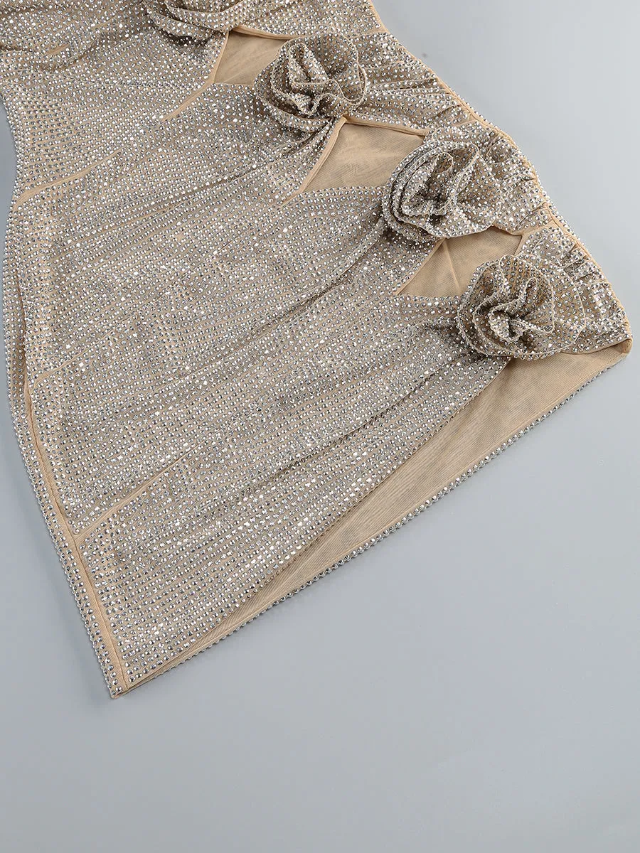 off-shoulder crystal-embellished mini dress in silver Gloria Lanvin