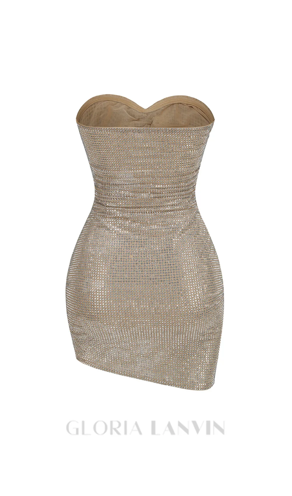off-shoulder crystal-embellished mini dress in silver Gloria Lanvin