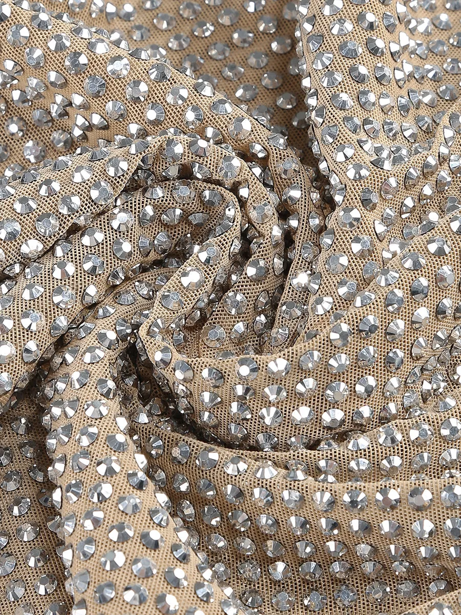 off-shoulder crystal-embellished mini dress in silver Gloria Lanvin