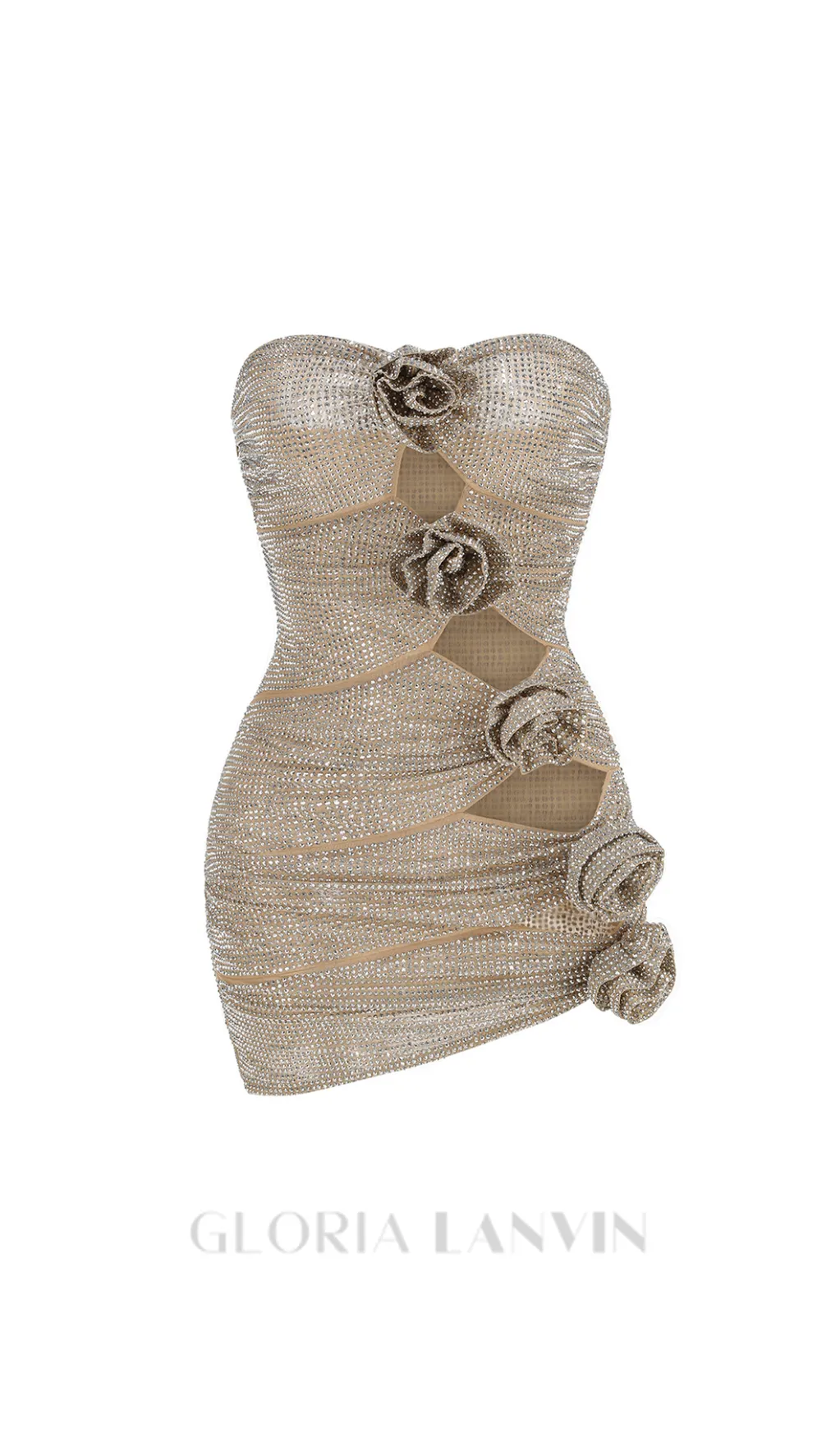 off-shoulder crystal-embellished mini dress in silver Gloria Lanvin