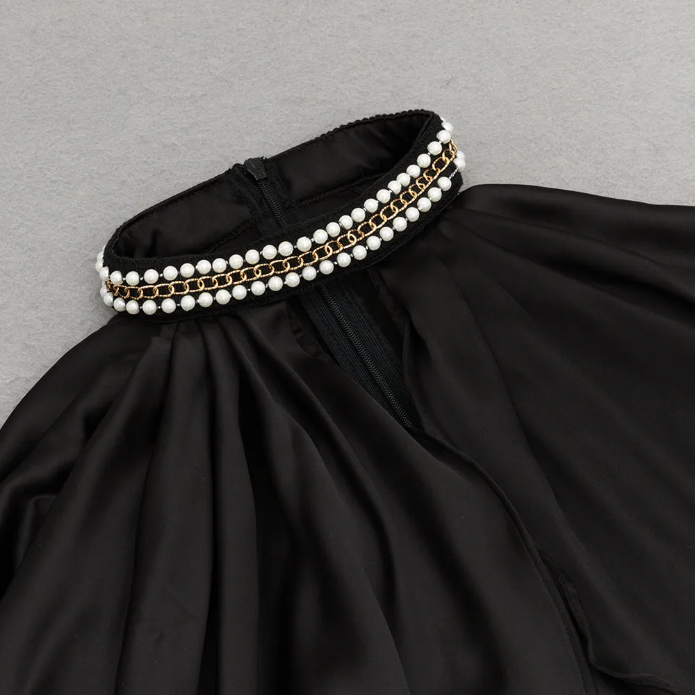 off-shoulder crystal halter maxi dress in black Gloria Lanvin