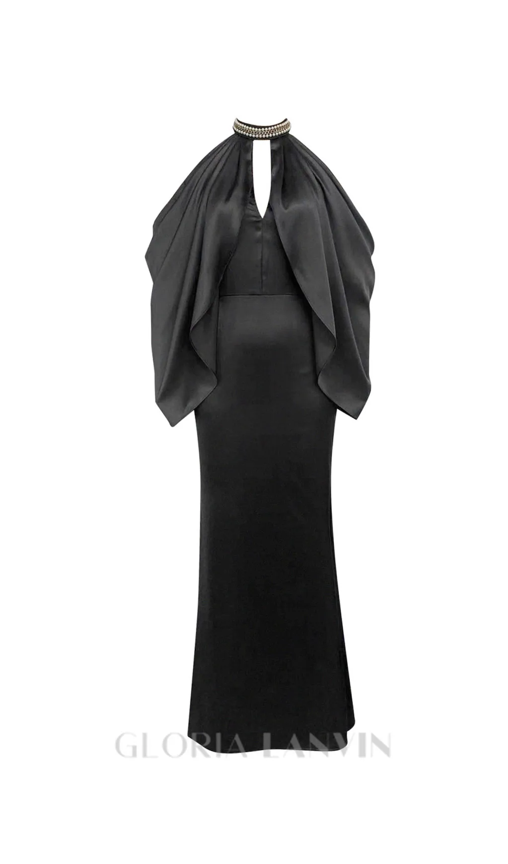 off-shoulder crystal halter maxi dress in black Gloria Lanvin