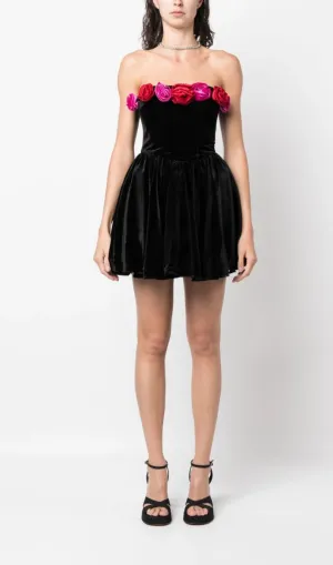 OFF-SHOULDER FLORAL-APPLIQUE MINI DRESS Gloria Lanvin