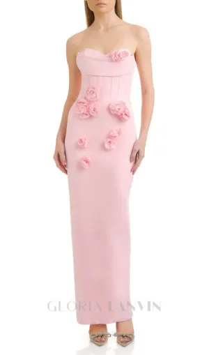 OFF-SHOULDER FLOWER MAXI DRESS IN BLUSH Gloria Lanvin