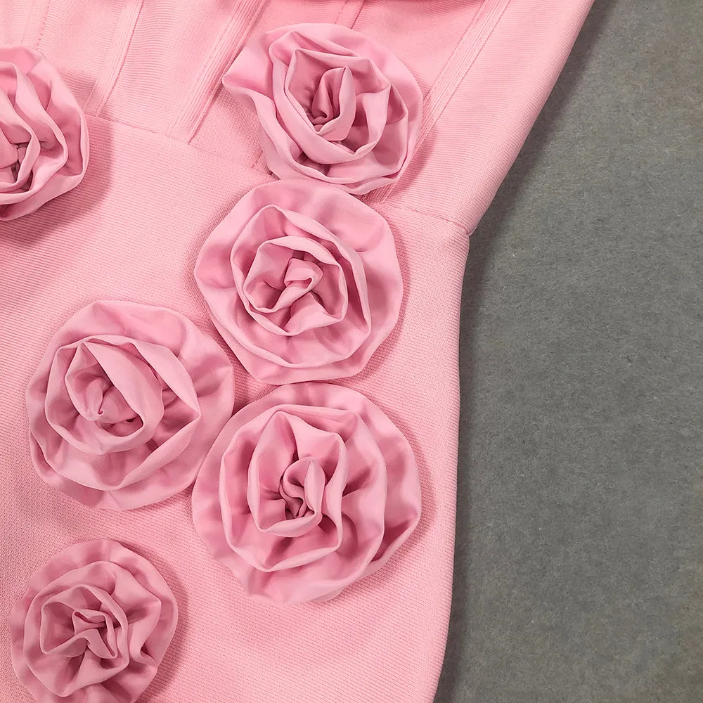 OFF-SHOULDER FLOWER MAXI DRESS IN BLUSH Gloria Lanvin