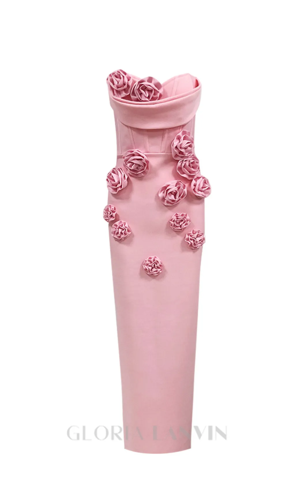 OFF-SHOULDER FLOWER MAXI DRESS IN BLUSH Gloria Lanvin