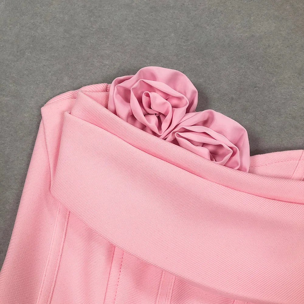 OFF-SHOULDER FLOWER MAXI DRESS IN BLUSH Gloria Lanvin