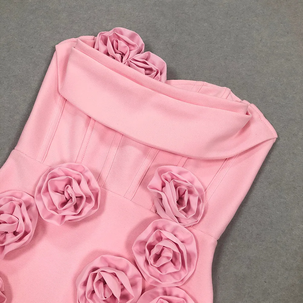 OFF-SHOULDER FLOWER MAXI DRESS IN BLUSH Gloria Lanvin