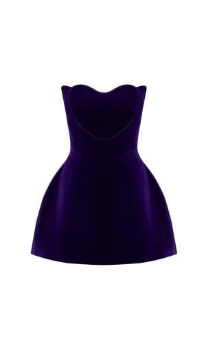 OFF SHOULDER HEART VELVET MINI DRESS Gloria Lanvin