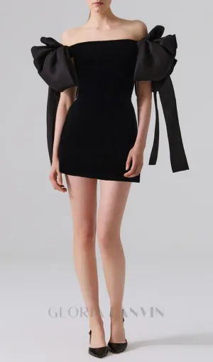 off-shoulder mini dress in black Gloria Lanvin