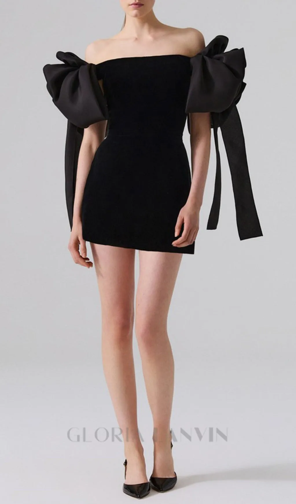 off-shoulder mini dress in black Gloria Lanvin