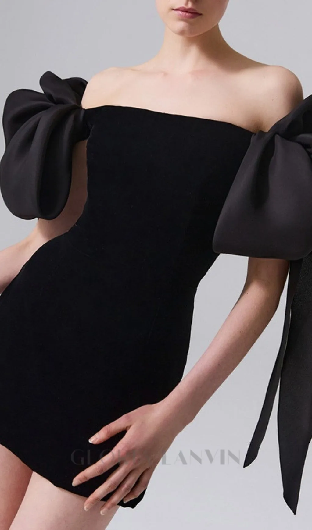 off-shoulder mini dress in black Gloria Lanvin